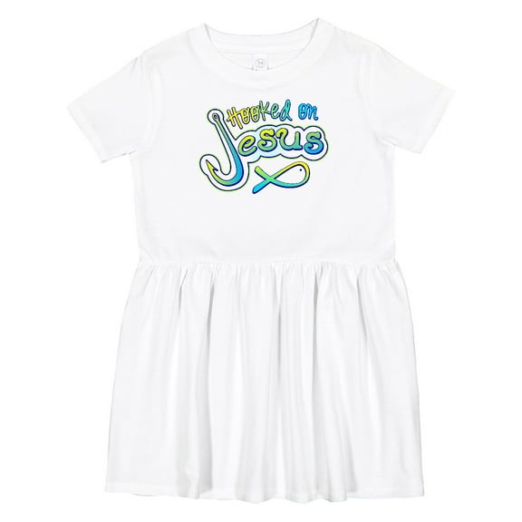 Inktastic Hooked on Jesus Christian Girls Toddler Dress