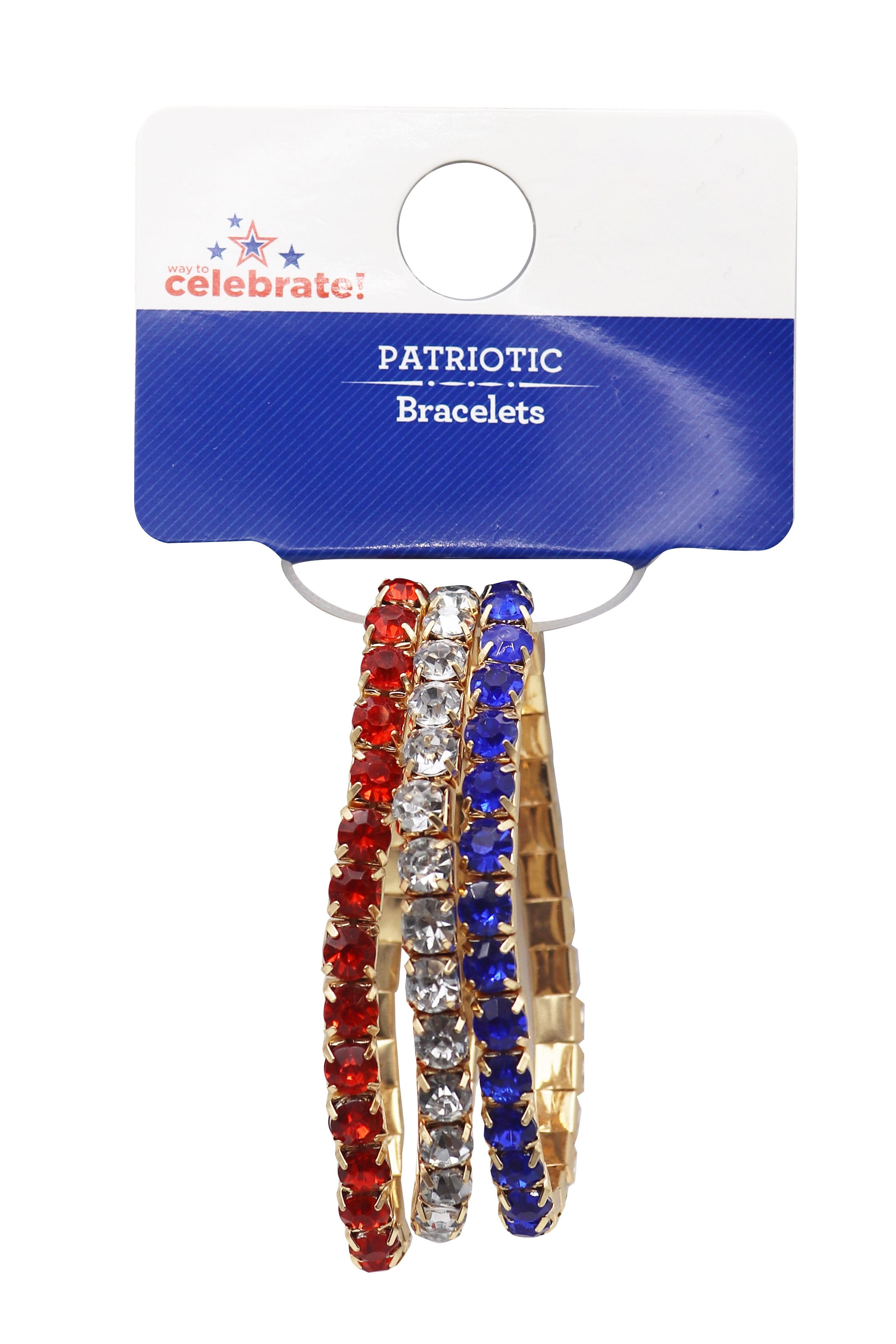 Way to Celebrate Americana Goldtone and Rhinestone Bracelet Trio, 3 Pieces