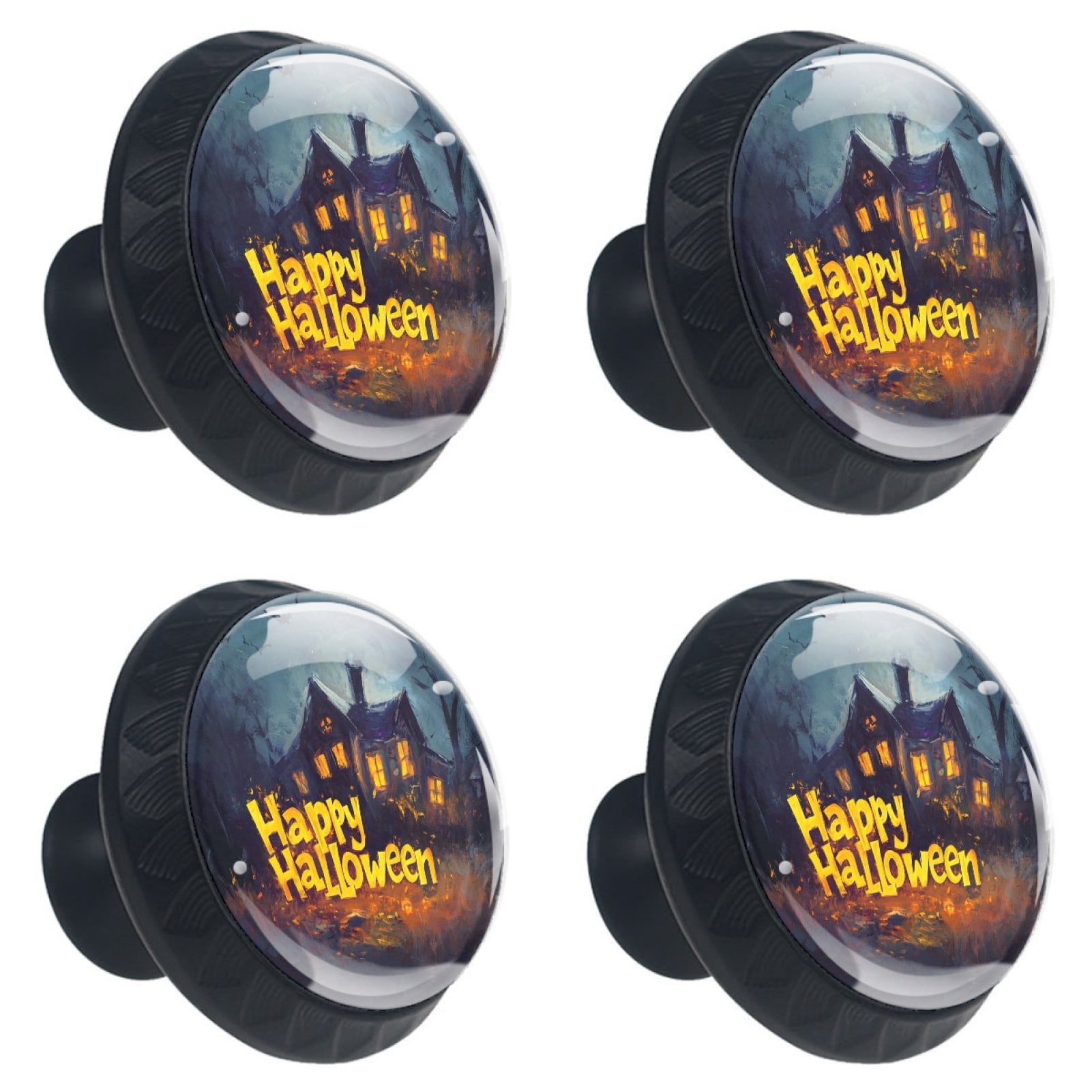 4 Pcs Happy Halloween Knobs for Kitchen Cabinet Cupboard Dresser Bookcase Drawer Pulls Handles Round Home Decor