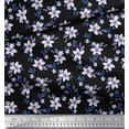 thumbnail image 3 of Soimoi Black Rayon Fabric Leaves & Periwinkle Floral Fabric Prints By Yard 56 Inch Wide, 3 of 3