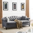 thumbnail image 1 of Holaki 79" Chesterfield Sofa Grey Velvet for Living Room, 3 Seater Sofa Tufted Couch with Rolled Arms and Nailhead for Living Room, Bedroom, Office, Apartment, two pillows, 1 of 8