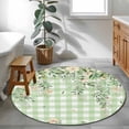 thumbnail image 3 of Small Round Rug 3Ft Washable Non-Slip, Watercolor Floral Circle Area Rugs for Living Room Bedroom, Spring Flowers Leaves Botanical Green Plaid Indoor Floor Mats Carpet Runner for Home Decor, 3 of 8