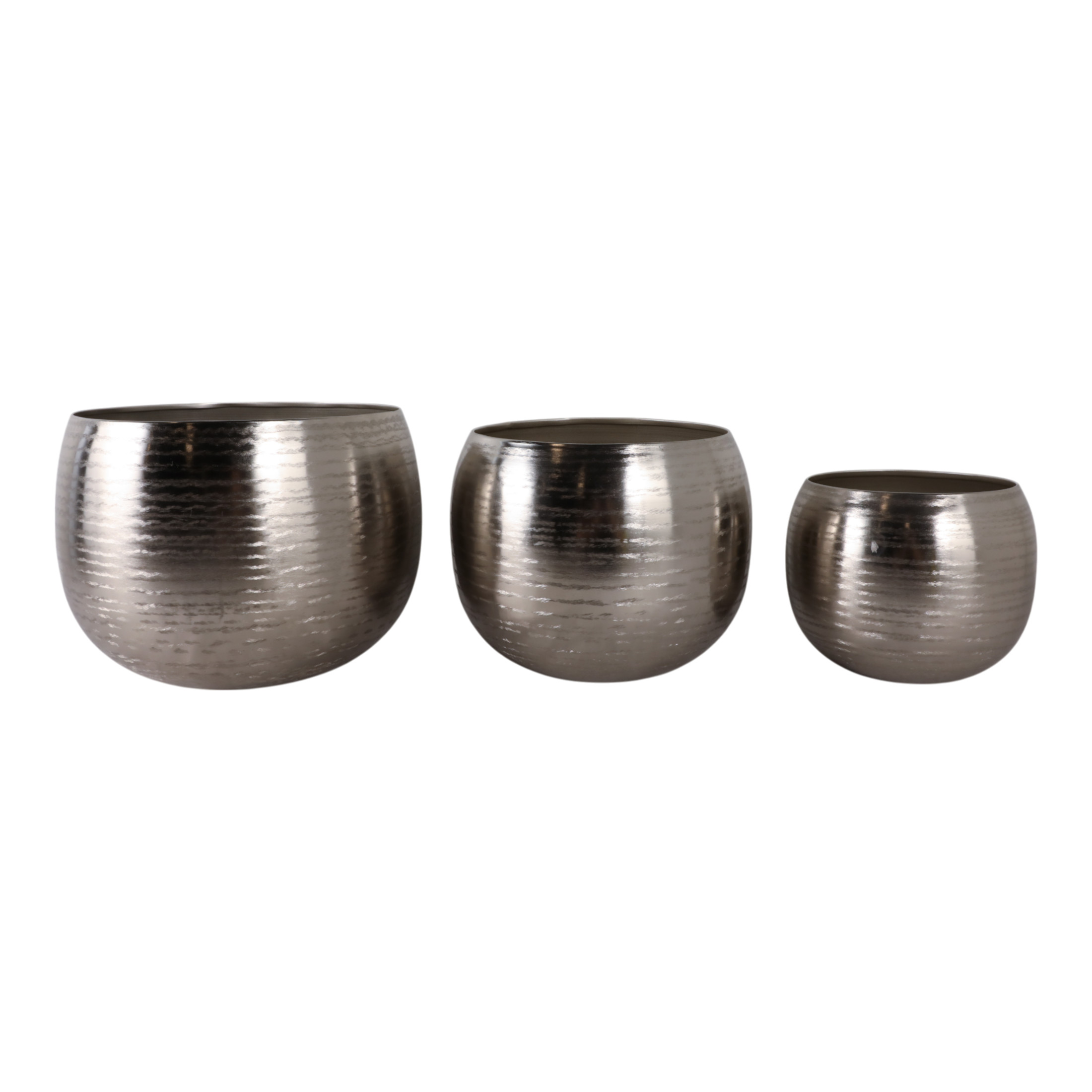 Modern Planters and Flower Pots for Home Decor - Metal Plant Pots Perfect for Indoor and Outdoor Houseplants - Stunning Accent for Garden, Patio, and Living Room Decor Set of 3 - 11", 10", 8" Silver