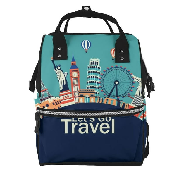 Fotbe Let's go Travel Mochila Maternidad - Lona de Sarga Impermeable, Mochila de Pañales de Gran Capacidad con Múltiples Bolsillos y Correas Ajustables