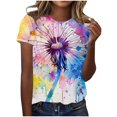 thumbnail image 1 of TSADFHJI Hauts de Noël Élégants pour Femmes Plus T-Shirt à Manches Courtes Col Rond Imprimé E L Bleu Foncé, 1 of 5