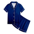 thumbnail image 4 of JUMEYU Girls Pajama Set Pajamas Pjs Shorts Sets Kids 2 Piece Button Down Shorts Set Cute Print Lounge Sleepwear Size 6-7 (Blue,6-7 Years), 4 of 4