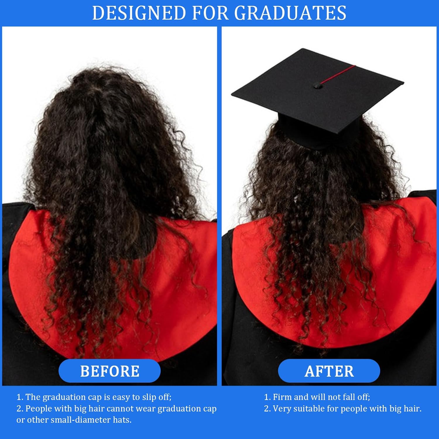 Graduation Cap Headband Insert, Grad Caps Headband Insert, Adjustable, Secures Cap and Keeps Hairstyle, Upgraded Interior Design, Simple and Practical Anti-Fall Hairband for Graduation(1PCS)
