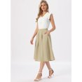 thumbnail image 4 of DARING DIVA Women's Vintage A-Line Silhouette High Waist  Business Midi Skirts S Khaki, 4 of 6
