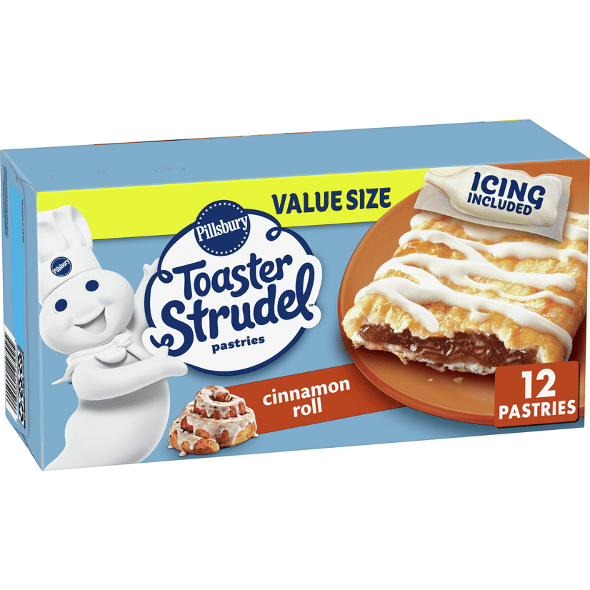 Pillsbury Toaster Strudel, Cinnamon Roll, Frozen Pastries, 12 ct, 23.4