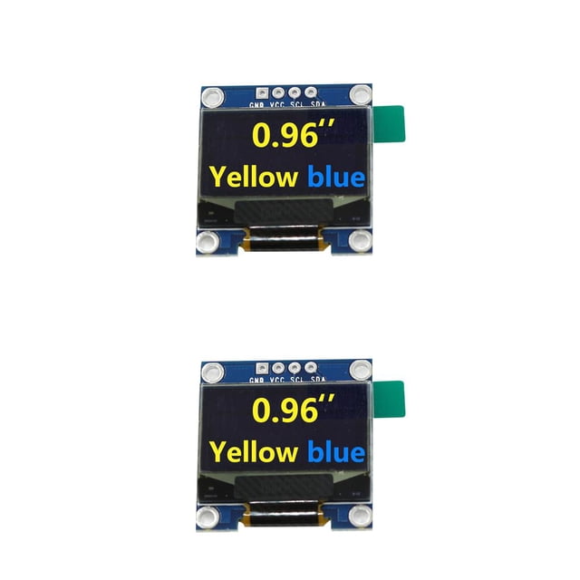 Inteprter Módulos de visualización Puerto I2C/IIC Tablero OLED con iluminación automática Pantalla a todo color Conexión GND Mini pantallas Amarillo azul 2Conjunto