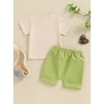 thumbnail image 4 of Suealasg Toddler Boys Father's Day Clothes 6M 1T 2T 3T Baby Summer Casual 2Pcs Outfits Letter Print Short Sleeve T-Shirts Tops Elastic Waist Shorts Set, 4 of 7