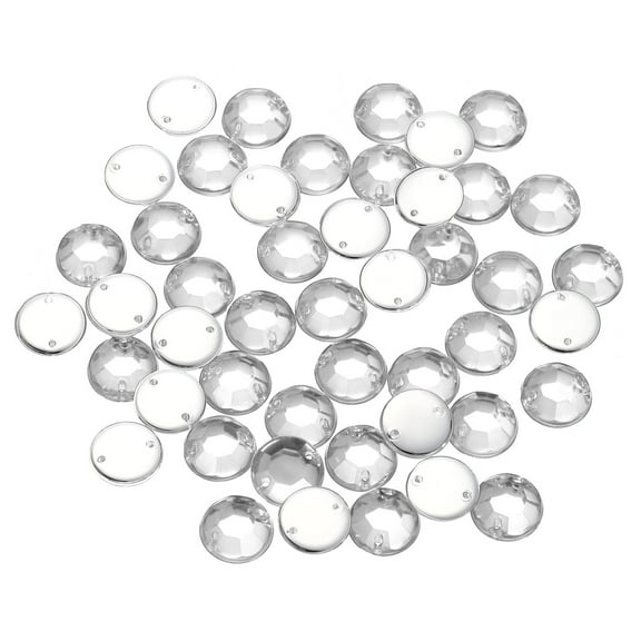 100Pack Flat Back Sew on Rhinestones Beads, 10mm Crystal Round Gems, Clear