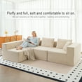 thumbnail image 3 of 110" L-Shaped Modular Sectional Sofa, Corduroy Upholstered Cloud Couch with Deep Seat & Movable Ottoman, No Assembly, Beige, 3 of 10