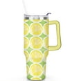 thumbnail image 2 of 40oz Yellow Lemon Pattern Stainless Steel Flip Straw Tumbler Spill Proof Travel Cup Double Wall Vacuum Insulated Coffee Mug with Top Handle, 2 of 6
