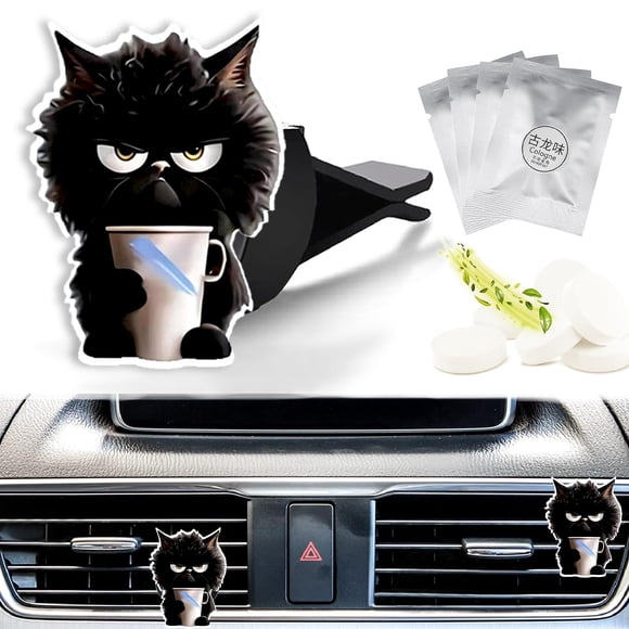Ambientador para auto Lynzetqy con clip para ventilación en forma de gato y 4 fragancias