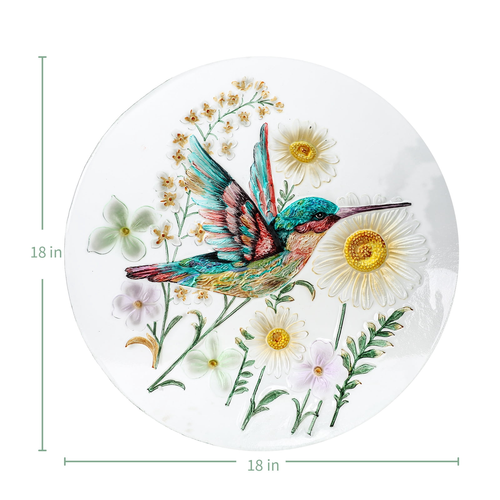 MUMTOP Outdoor Hummingbird Glass Bird Bath with Metal Stand