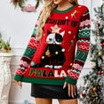 thumbnail image 5 of DHFJKG Women's Christmas Sweater Cute Black Cat Graphic Round Neck Long Sleeve Santa Sweater For Autumn Winter Cozy Knitwear, 5 of 9