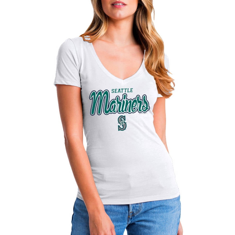 MLB Seattle Mariners Women's Short Sleeve White Graphic Tee