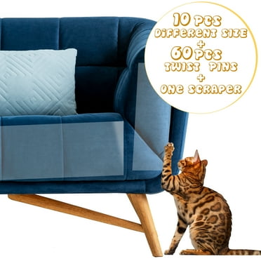 Qweryboo 10 Pcs Cat Scratch Furniture Protector, Clear Self-Adhesive Anti Cat Scratch Furniture Protector, Waterproof Couch Protector from Cat Claws