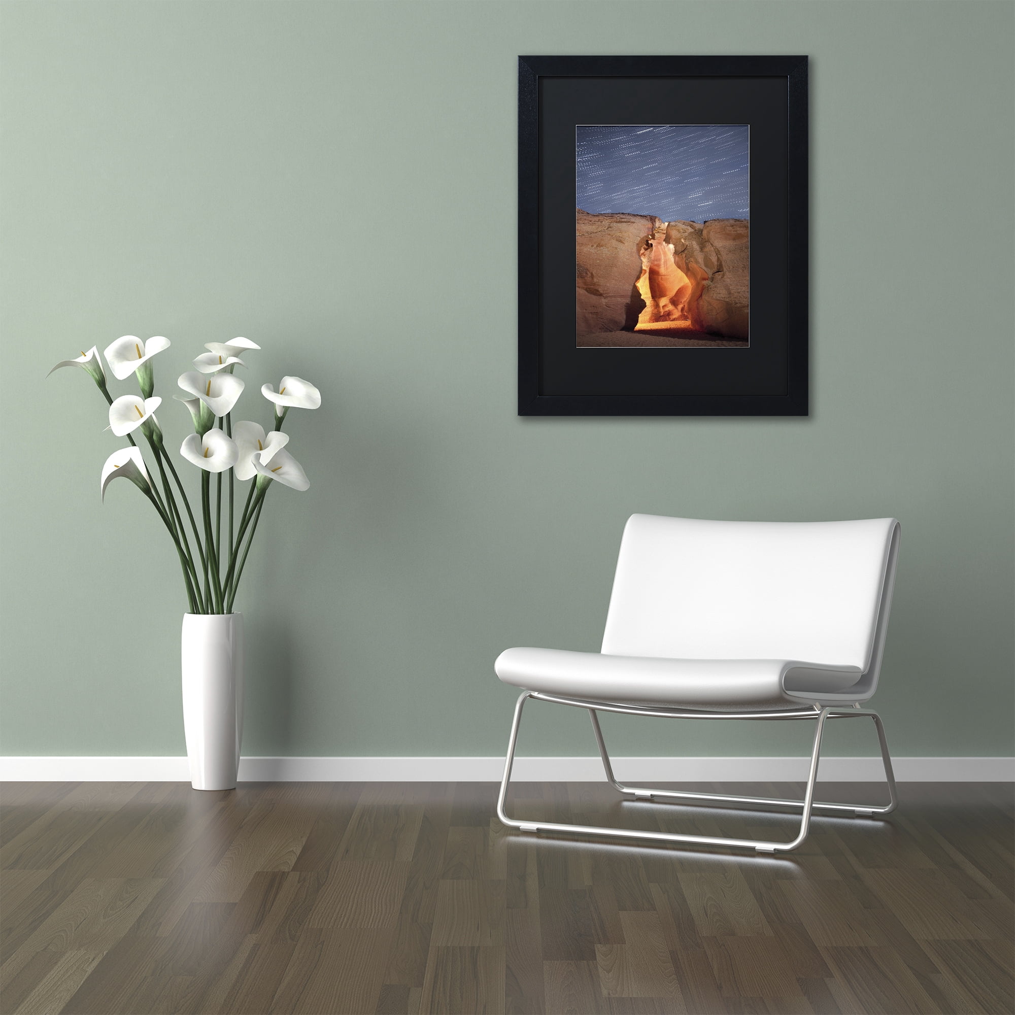 Moises Levy 'Flame' Black Matted Framed Art