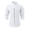 thumbnail image 3 of Mens T Shirts Long Sleeve Solid Button Down Mens Sprimg Clothing,White,XL, 3 of 5