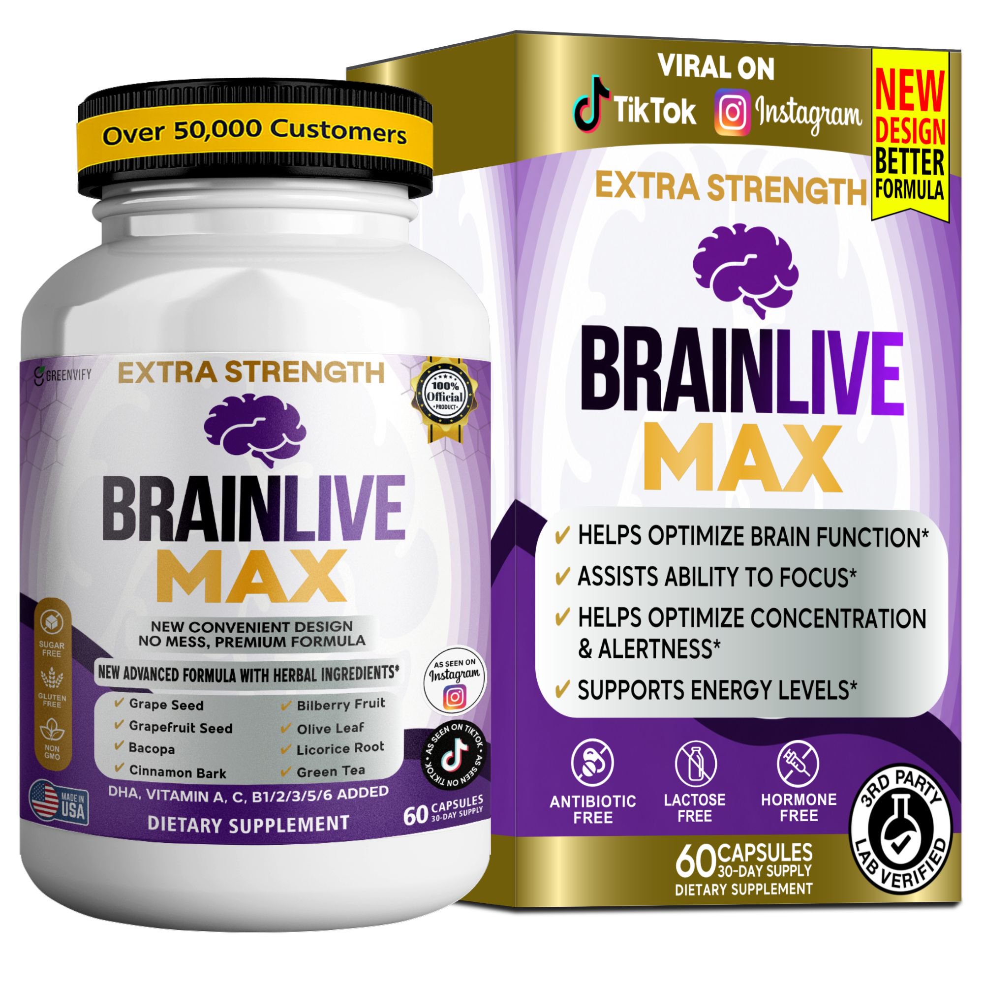 GreenVify BrainLive Max Dietary Supplement Capsules