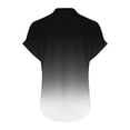 thumbnail image 4 of Tops for Women Clearance under $5.00 Cotton Linen Gradient Print Casual Short Sleeve V-Neck T-Shirt Black XXXL, 4 of 5