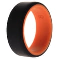 thumbnail image 1 of Anillo de boda de silicona de 2 capas biselado de 8 mm - Naranja-Negro por ROQ para hombres - Anillo de 8 mm, 1 of 1