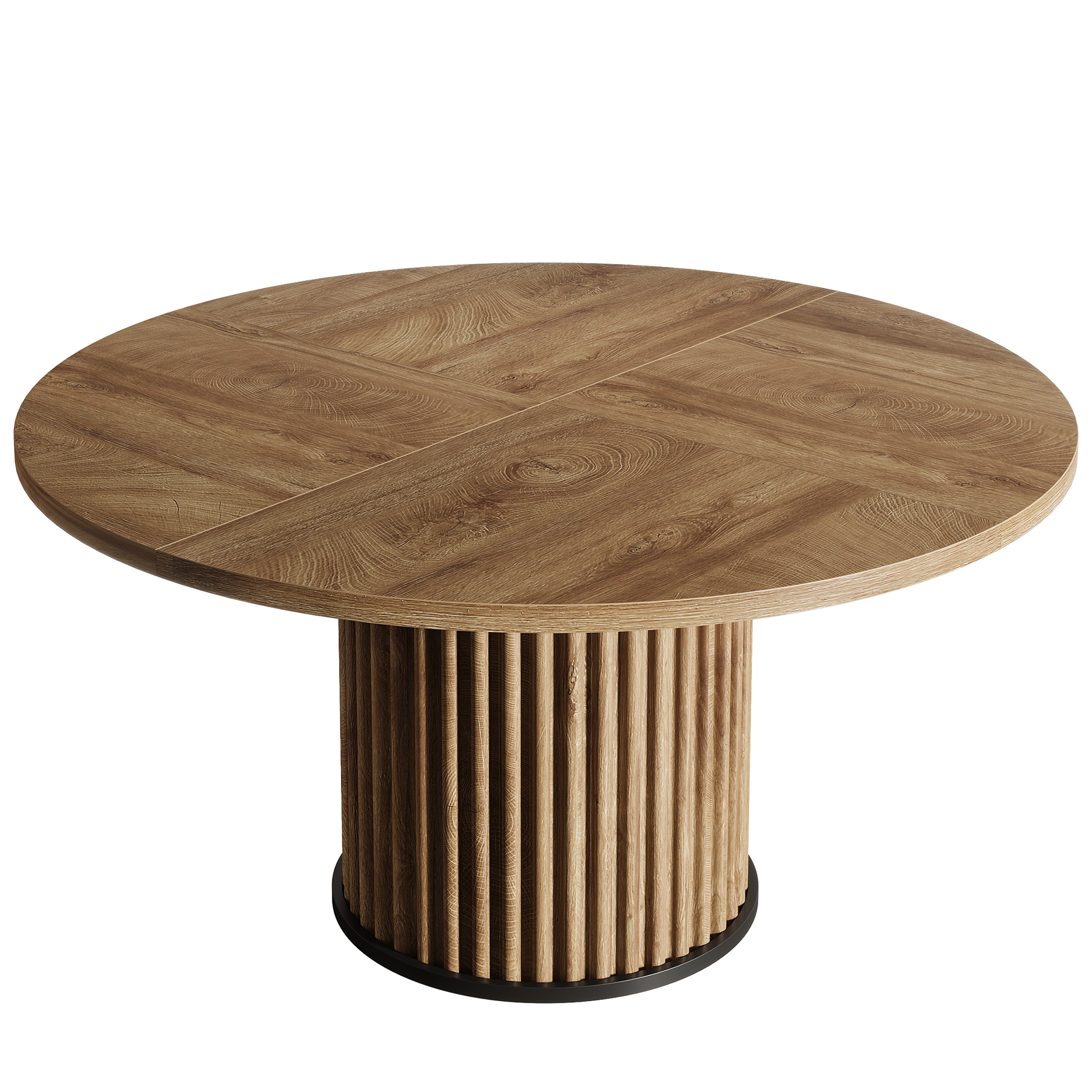 Fnova 47.24" Round Dining Table, Wood Coffee Table for 4 People, Modern Farmhouse Kitchen Table for Dining Room (Chairs Not Included)