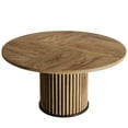 thumbnail image 6 of Fnova 47.24" Round Dining Table, Wood Coffee Table for 4 People, Modern Farmhouse Kitchen Table for Dining Room, Light Brown (Chairs Not Included), 6 of 16