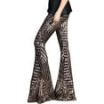 thumbnail image 4 of Qiylii Women High Waist Sequins Bell Bottom Pants Wide Leg Sparkle Flared Trousers Streetwear, 4 of 9