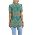 thumbnail image 3 of Túnicas impresas de flores para blusas de verano de mujer, camiseta de manga corta, camisa casual de cuello en V, XS, azul, 3 of 6