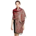 thumbnail image 5 of Pashmina Scarf Women Luxury Reversible Shawl Paisley Wrap Blanket Rave Scarves with Fringes 78.5'' X 27.5''(Red), 5 of 7