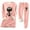 Pink-S2, variant on successthop Halloween Pajamas for Women Fleece Thick Long Sleeve Crew Neck with Pant 2 Pieces with Pockets Loungewear