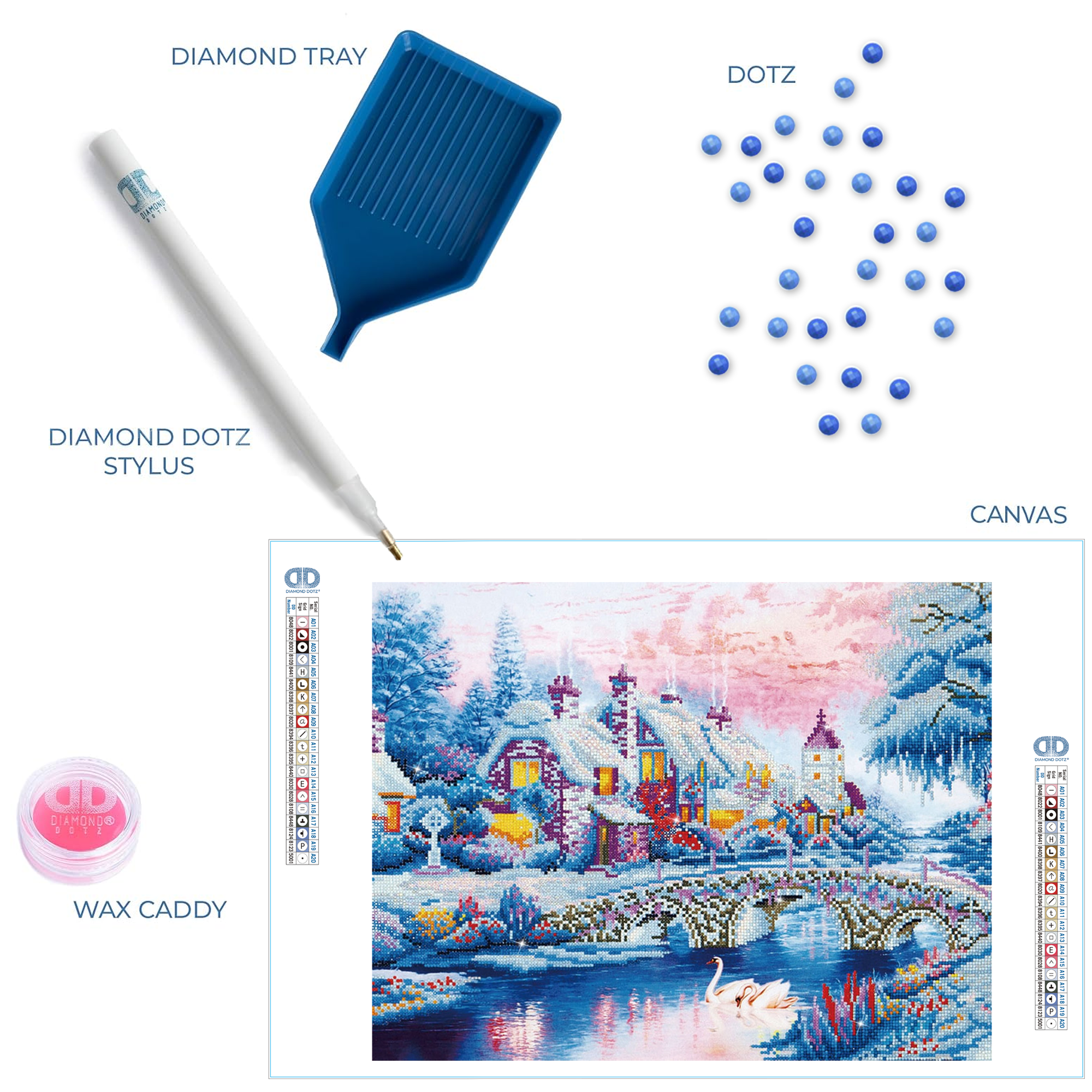 Diamond Dotz Winter Village Landscape Diamond Painting Kits for Adults - Diamond Art Kits a Relaxing Creative Craft Kit with Dotz Gems 19.7"x31"