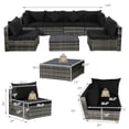 thumbnail image 2 of Gymax 7PCS PE Rattan Patio Sectional Sofa Conversation Set w/ Black Cushions, 2 of 10