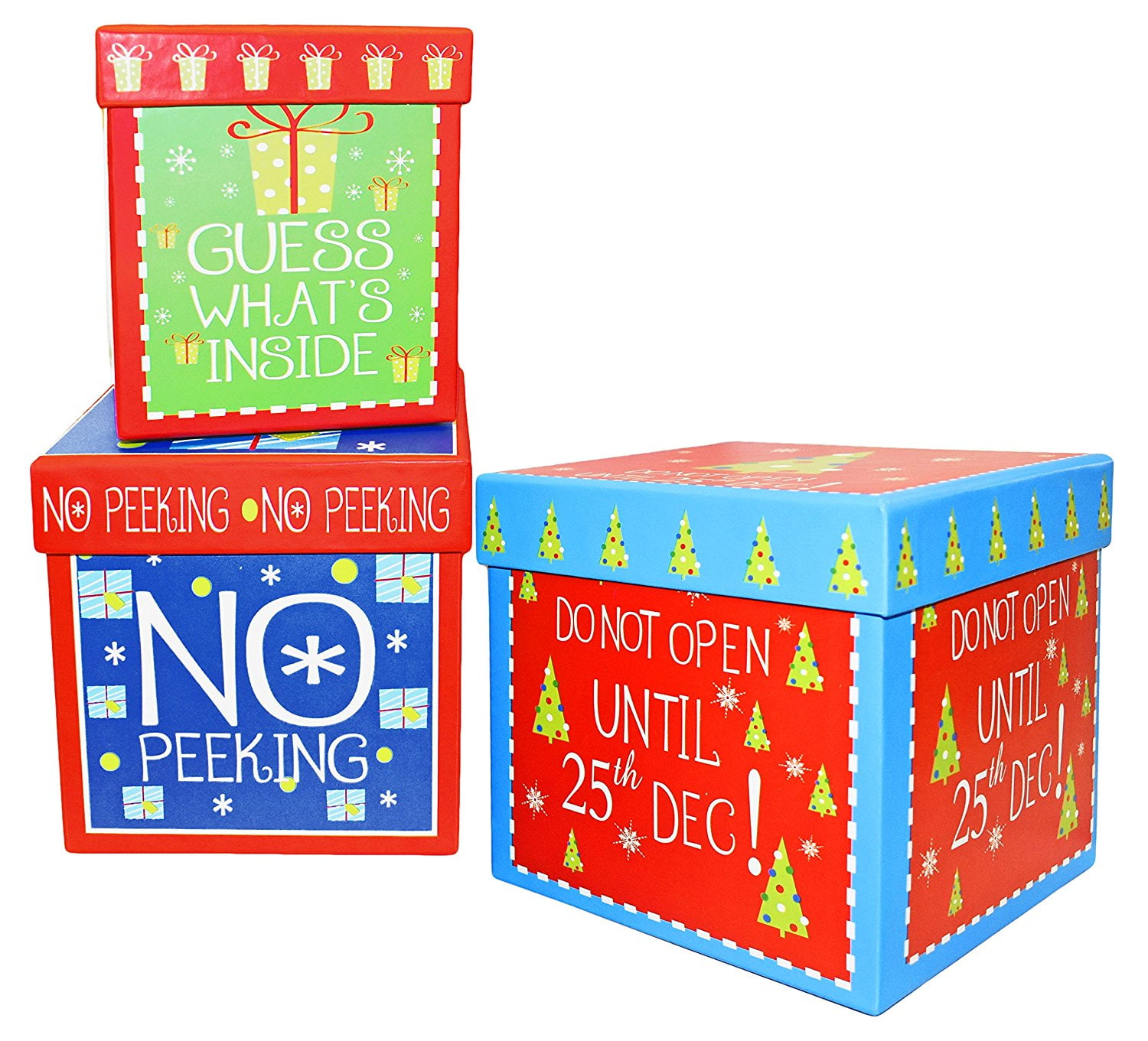 Alef Elegant Decorative Holiday Themed Nesting Gift Boxes 3 Boxes