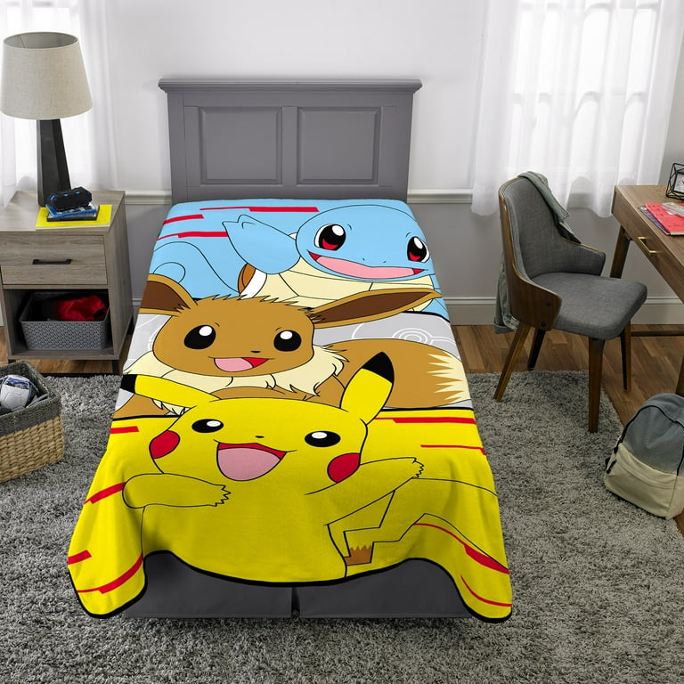 Pokemon Kids Fleece Twin/Full Blanket, 62 x 90, Blue and Yellow