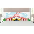 thumbnail image 1 of Circus Headboard, Striped Strolling Marquee Tent Flag Art Holiday Leisure Time Fun Print, Upholstered Decorative Metal Bed Headboard with Memory Foam, King Size, Multicolor, by Ambesonne, 1 of 4