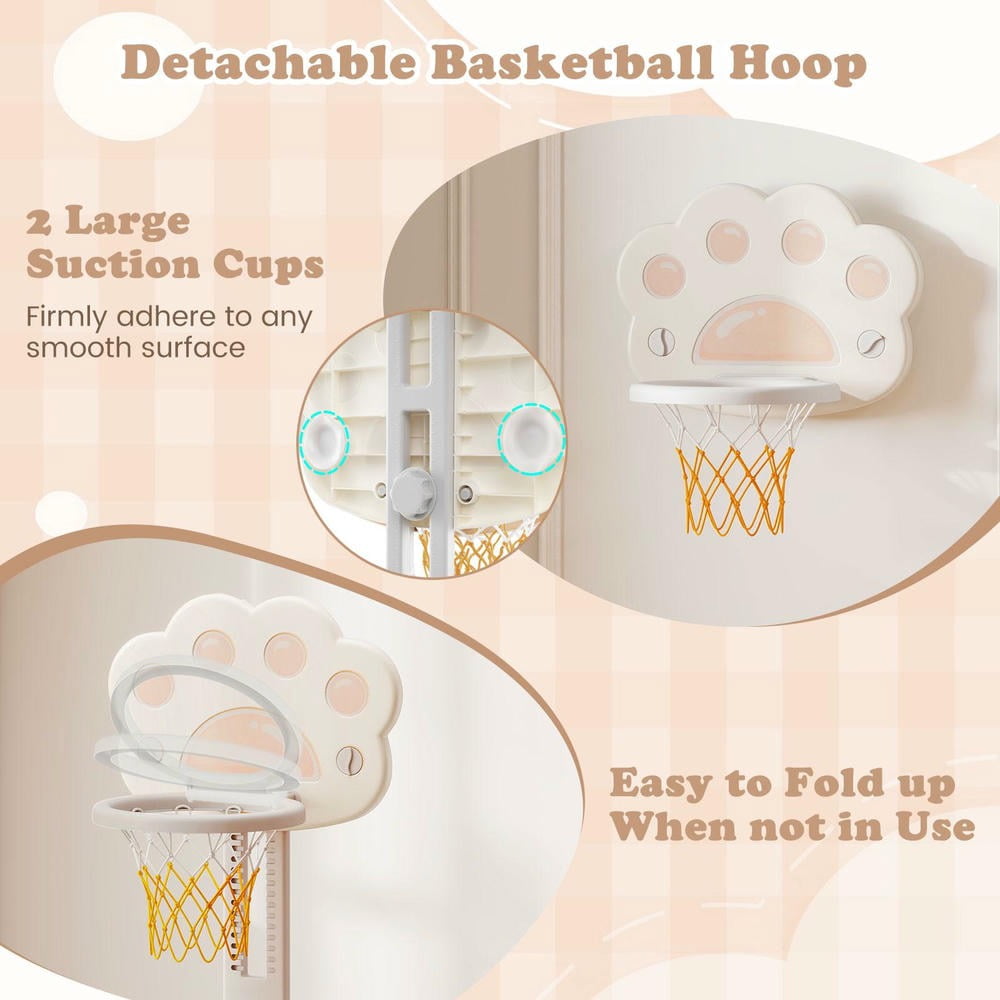 Barara King 3 in 1 Basketball Hoop with Basketball and Foldable Rim, Basketball Hoop Stand for Indoor, Outdoor, Gray