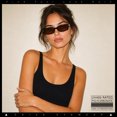 thumbnail image 3 of SA106 Womens Slim Retro Mod Narrow Rectangle Sunglasses Gold-Tone Temple Hinge / Black Frame - Brown Lens, 3 of 7