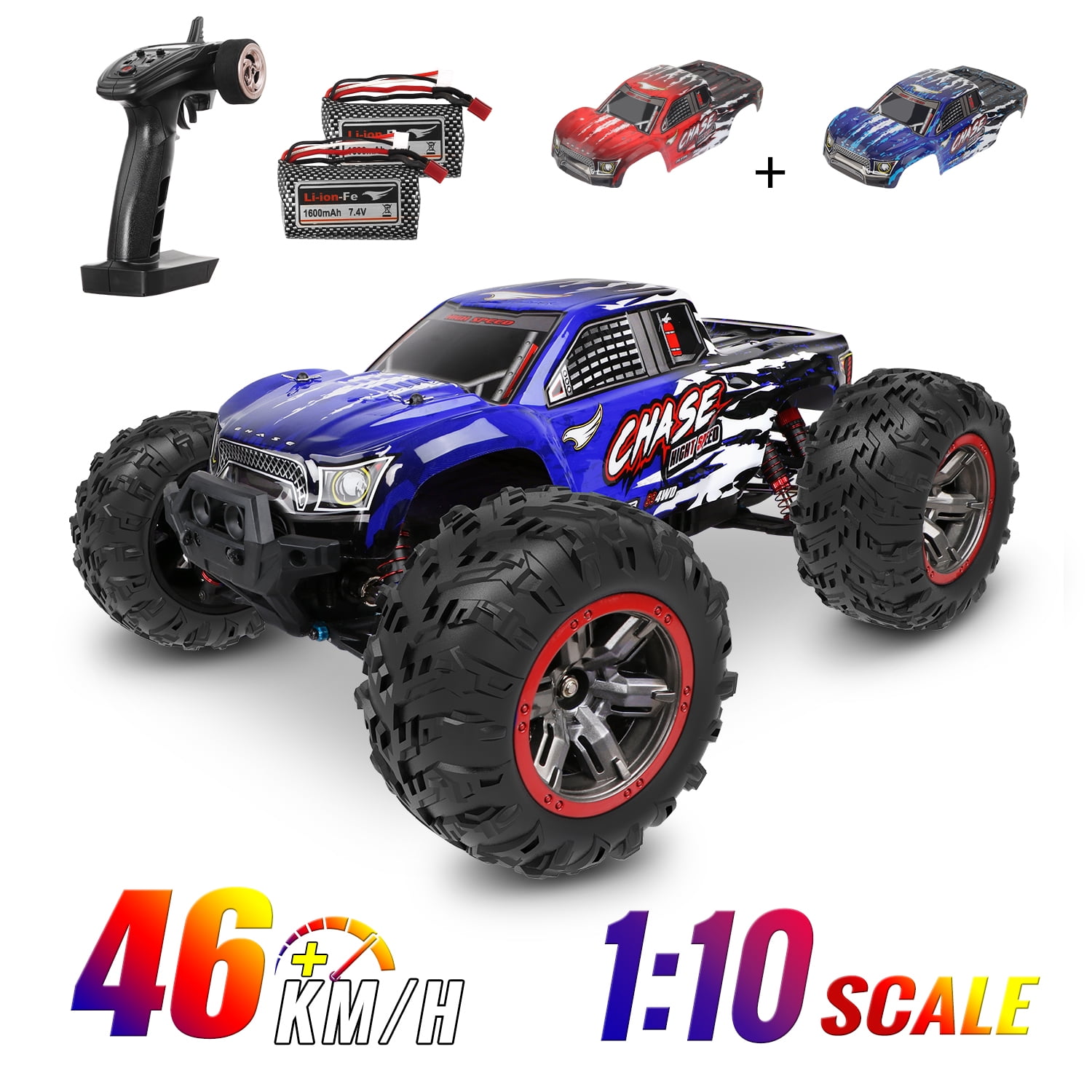 Large Size 1:10 Scale High Speed 46km/h 4WD 2.4Ghz Remote Control Truck Lot 