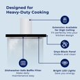 thumbnail image 3 of Hauslane Chef Series WM-739 36” Wall Mount Range Hood with Black Glass Panel, 3 of 10
