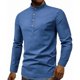 thumbnail image 2 of Camisa de hombre Nikou semiabierta de manga larga azul oscuro M, 2 of 12