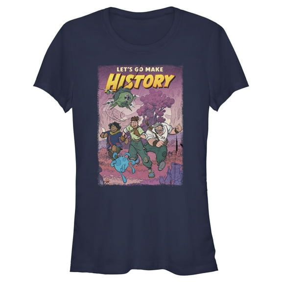 Junior's Strange World Let's Go Make History  Graphic Tee Navy Blue Small