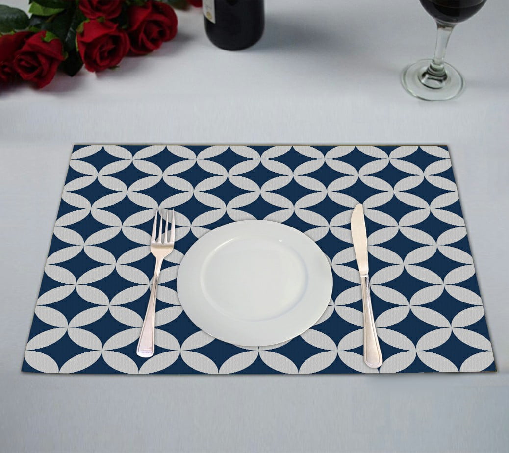 ABPHQTO Geometric Repeatable Blue White Circle Editable File Placemat