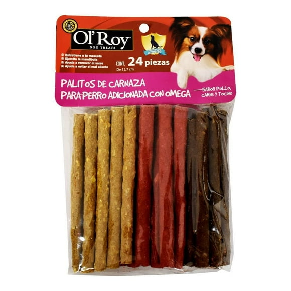 Carnaza Para Perro Ol'Roy Palitos Sabor Pollo Carne y Tocino 24 Piezas