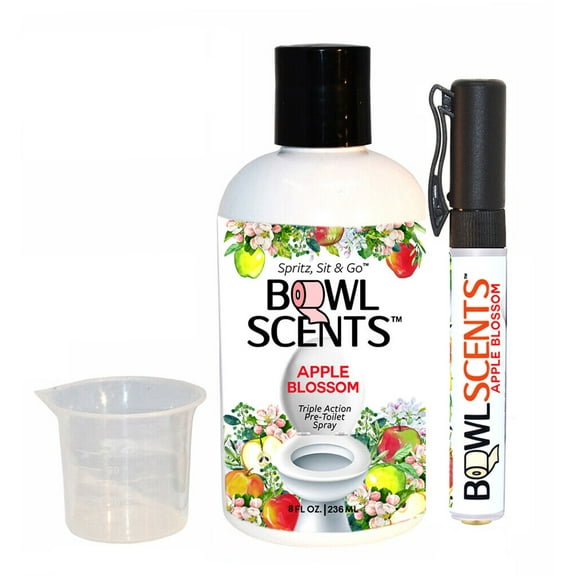 Bowl Scents Apple Blossom Toilet Spray | 8 oz   Traveler | Prevents Nasty Poop Smell | Ships Same Day