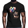 thumbnail image 2 of Camisetas casuales de manga corta con globos de colores y mapaches para hombre. Camisetas gráficas., 2 of 8