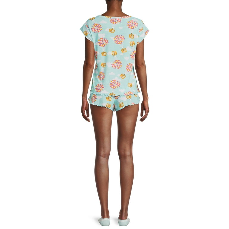 Disney Women s Up Top and Shorts Pajama Set 3 Piece Walmart